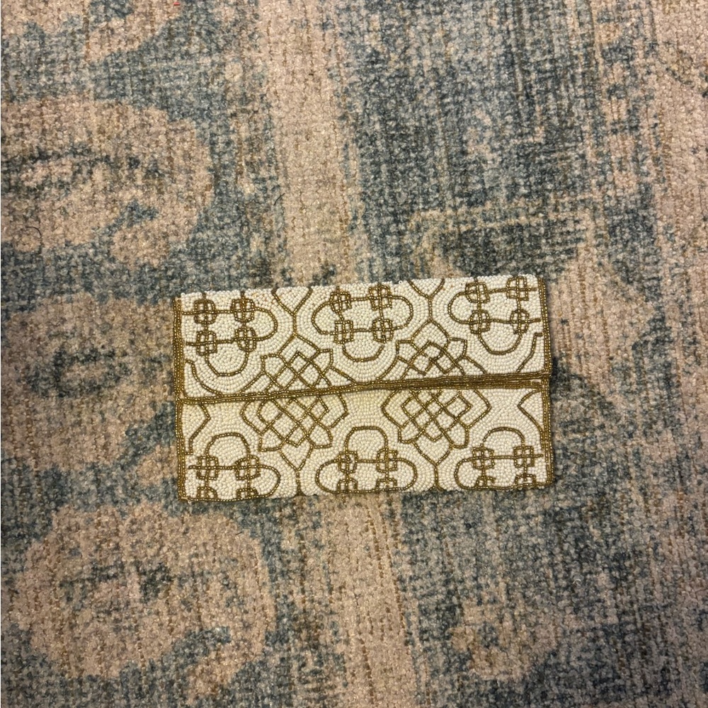 Gold and White Formal Clutch handbag